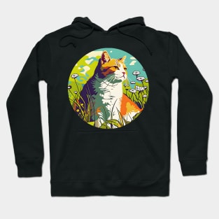 Cat Thinking Life In The Meadow Colorful - Cat Lover Hoodie
